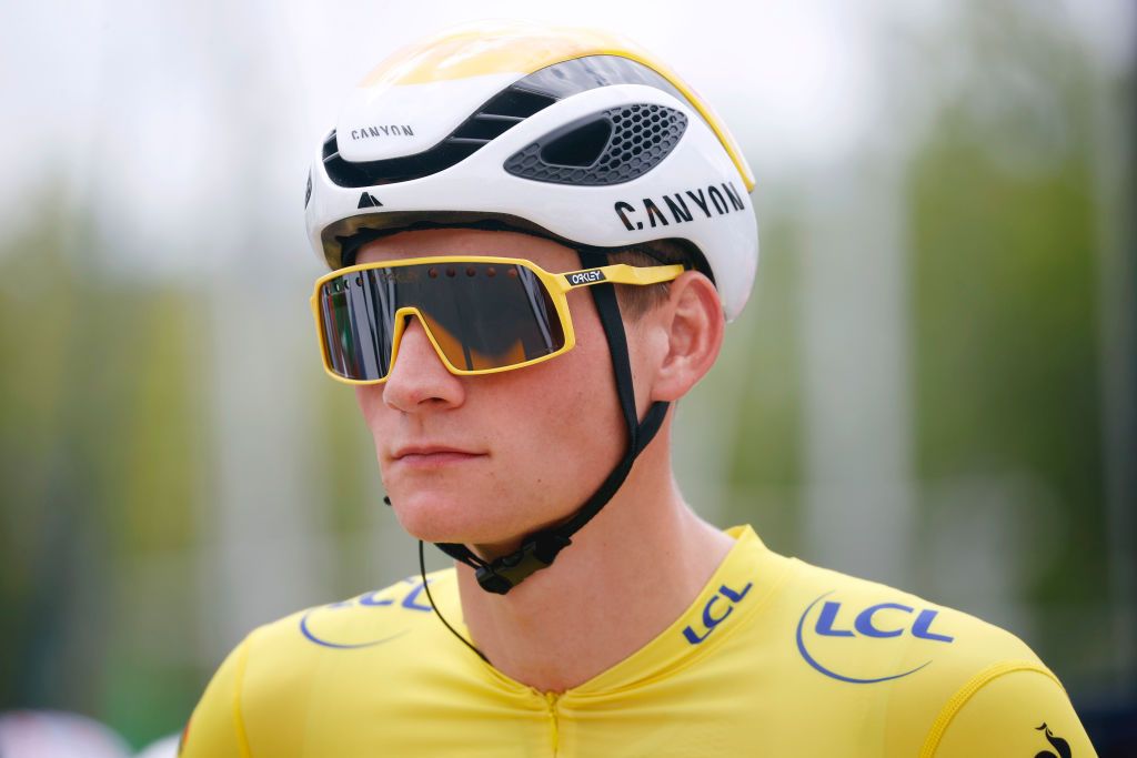 PONTIVY FRANCE JUNE 28 Mathieu Van Der Poel of The Netherlands and Team AlpecinFenix yellow leader jersey at start during the 108th Tour de France 2021 Stage 3 a 1829km stage from Lorient to Pontivy LeTour TDF2021 on June 28 2021 in Pontivy France Photo by Chris GraythenGetty Images