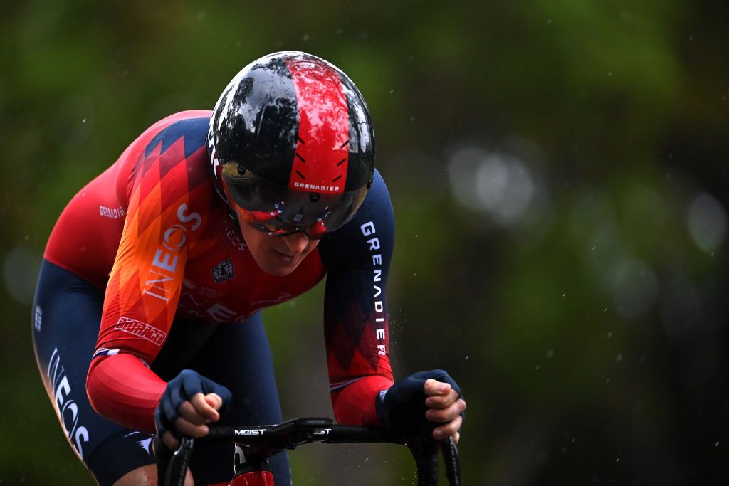 ADELAIDE AUSTRALIA JANUARY 17 Geraint Thomas of The United Kingdom and Team INEOS Grenadiers sprints during the 23rd Santos Tour Down Under 2023 Prologue a 55km individual time trial stage from River Torrens Karrawirra Parri Adelaide CBD to River Torrens Karrawirra Parri Adelaide CBD TourDownUnder WorldTour on January 17 2023 in Adelaide Australia Photo by Tim de WaeleGetty Images