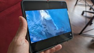 Comparing viewing angles on the Google Pixel Fold's large inner display