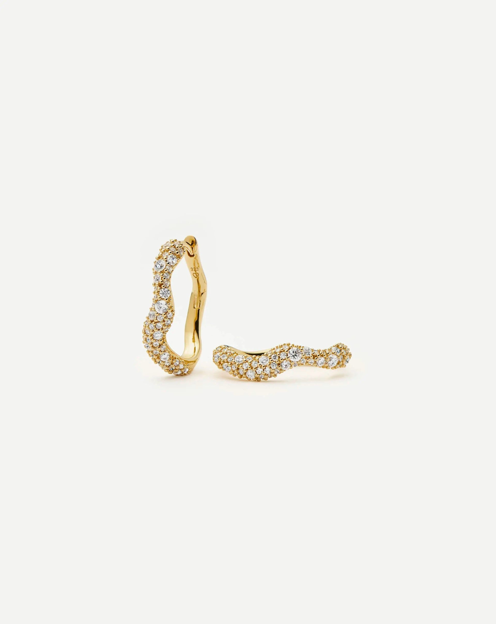 Molten Snow Small Hoop Earrings | 18ct Gold Vermeil/cubic Zirconia - 18ct Gold Vermeil/cubic Zirconia