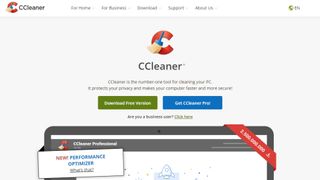 CCleaner website screenshot