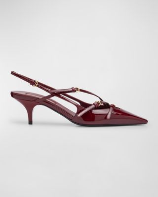 Patent Buckle-Trio Slingback Pumps