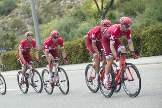 Katusha looking after Alexander Kristoff during the stage