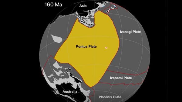 map showing the pontus plate which vanished 20 million years ago