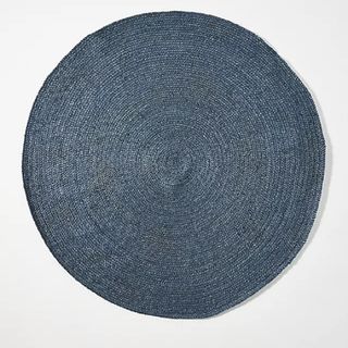 A blue round rug