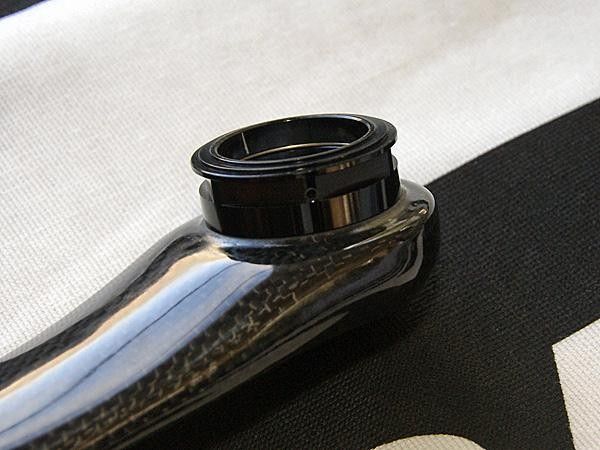 Mountain bike versions will incorporate a small threaded collar for bearing preload; road versions get by with a wave washer.