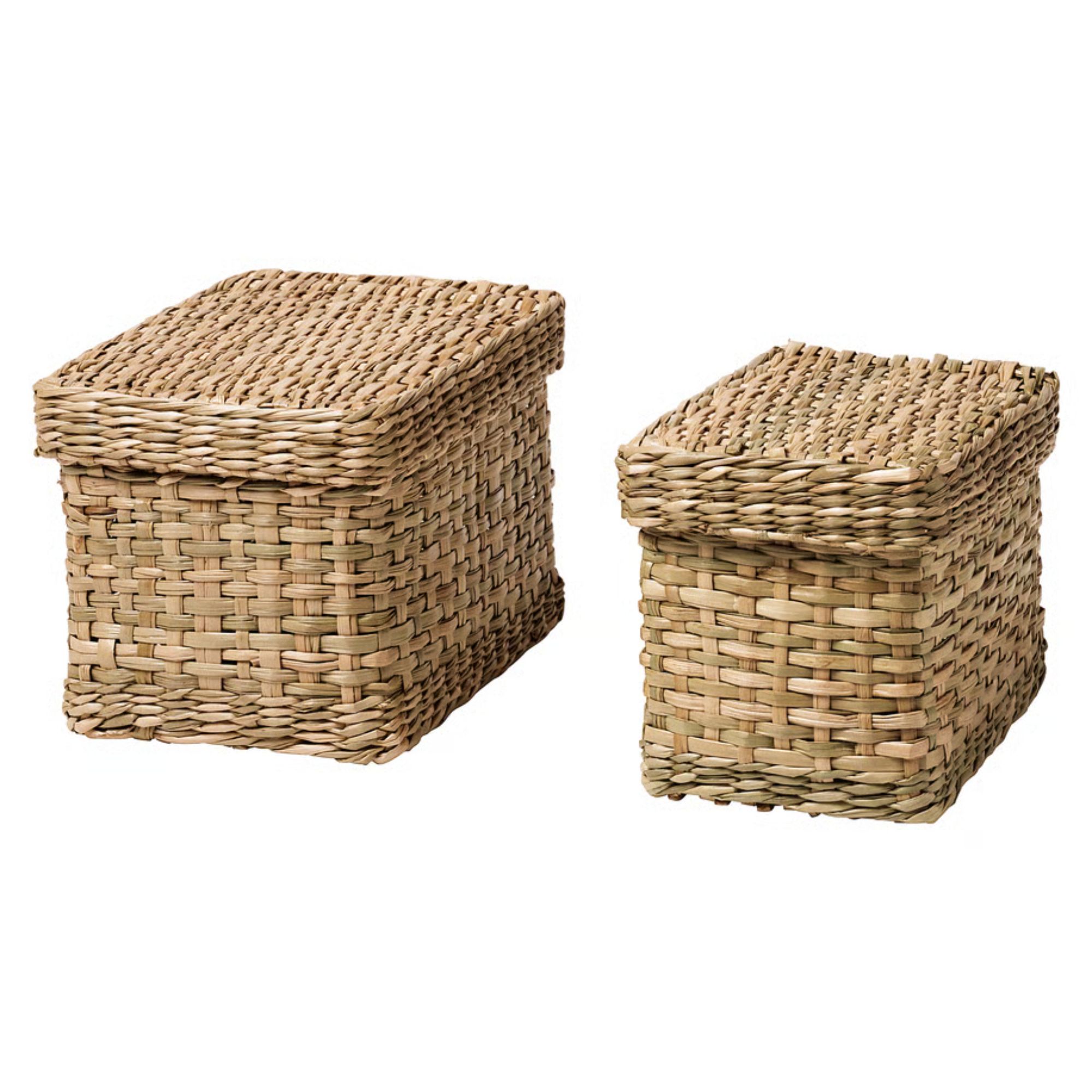 IKEA LURPASSA Box with lid set of two seagrass