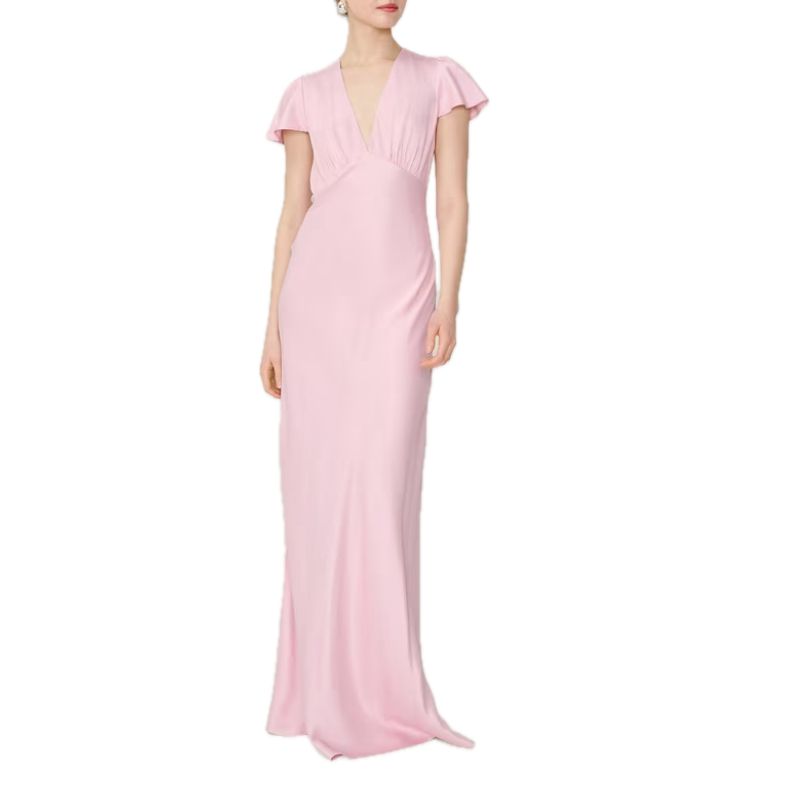 Omnes, Fai V-Neck Satin Maxi Dress