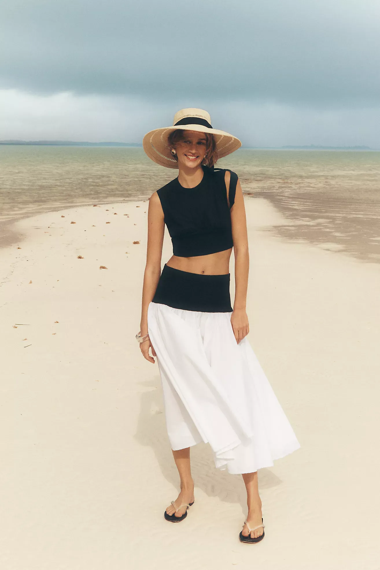 By Anthropologie Cotton Sleeveless Waisted Crop Top