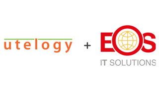 Logos of Utelogy and EOS IT Solutions which have partnered to provide collaboration and IT support services.