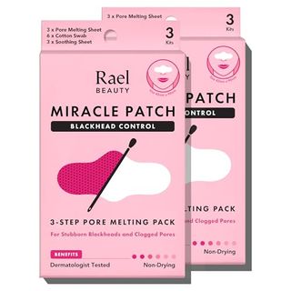 Rael Blackhead Remover, Miracle Patch Melting Pack - Blackhead Nose Strips, Pore Melting and Soothing Sheets, 3-Step Kit, Sebum Removal Swabs, Dermatologist Tested (2 Pack)