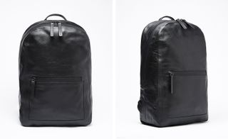 Two images, Left-Dryline leather rucksack, Right- Dryline leather rucksack