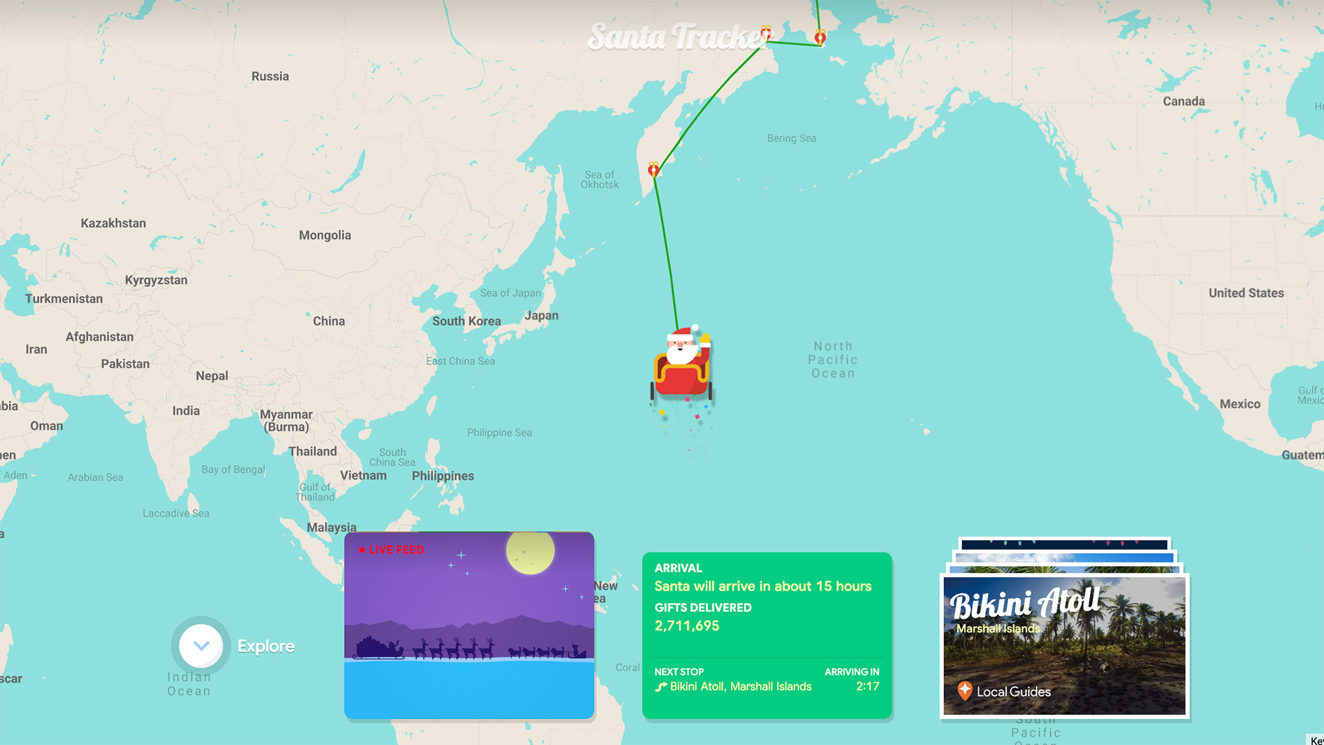 Карта Google Santa Tracker