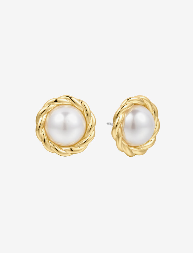 Lady Di Cabochon Studs | Gold