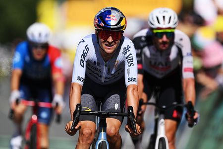Tom Pidcock crosses the line on stage 13 of the 2026 Tour de France