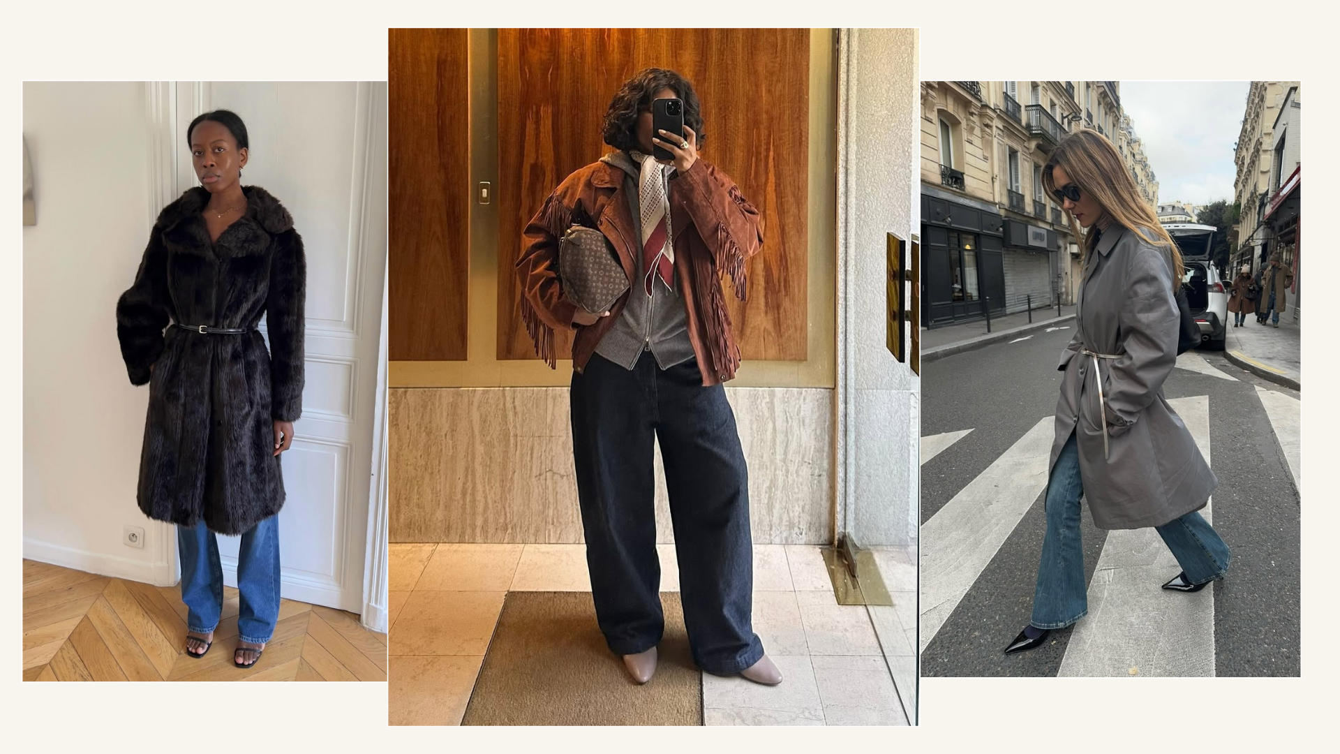 @sylviemus_, @frannfyne and @annelauremais wear 2026 jean trends