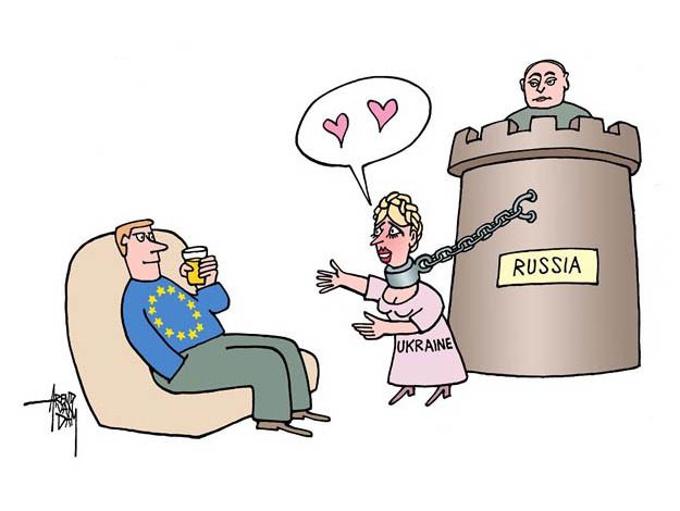 Political cartoon Russia Ukraine EU