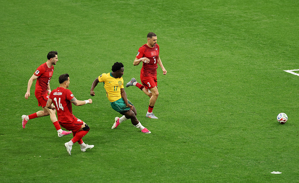 Nestory Irankunda fires Australia ahead against Turkiye