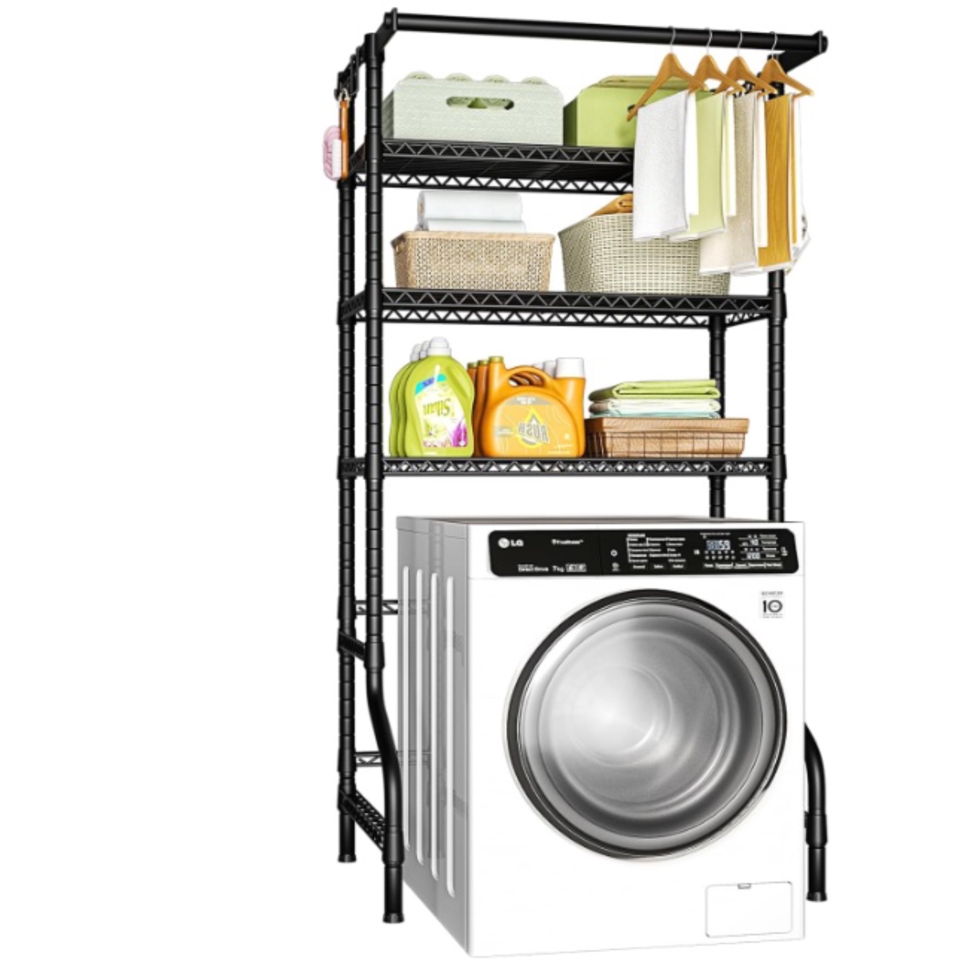 Ulif U11 Over Washer and Dryer Shelves, 3 Tiers Metal Storage Standing Shelf, Black