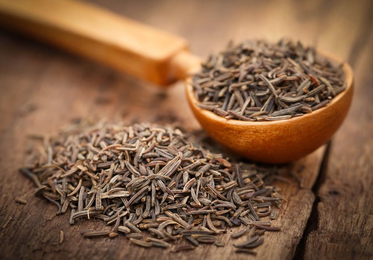 Wooden Spoonfull Of Caraway Seeds