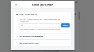 Square's pop-up for setting up a domain