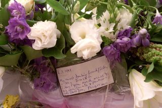 Flowers from Sarah Ferguson at Princess Diana's funeral