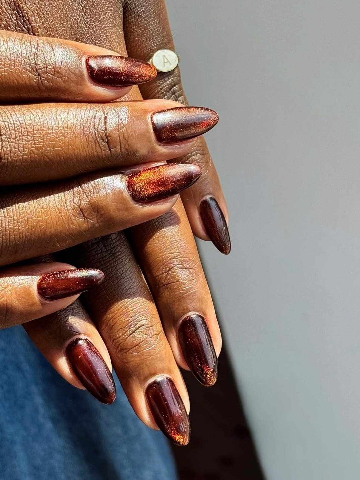 @nailartbyqueenie with copper shine manicure