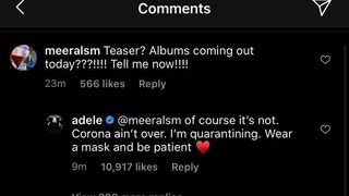adele cryptic instagram comment