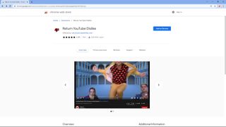 Image showing the Google Chrome Webstore on the Return YouTube Dislike extension page