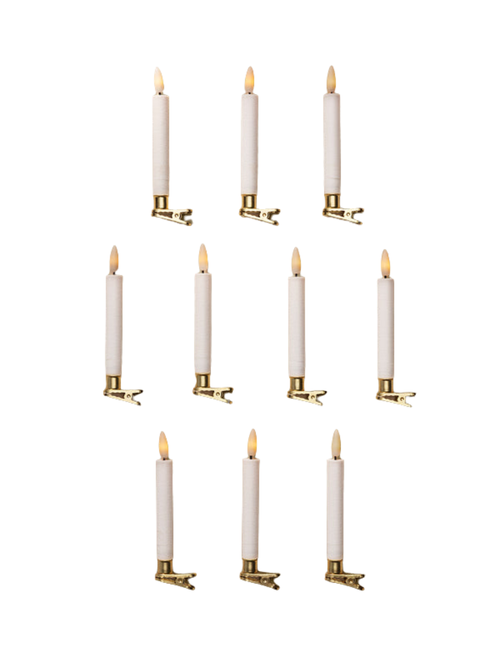 LED Candle Lights With Brass Clips, Set of 10