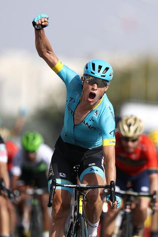 Magnus Cort (Astana) sprints to victory at the Tour of Oman.