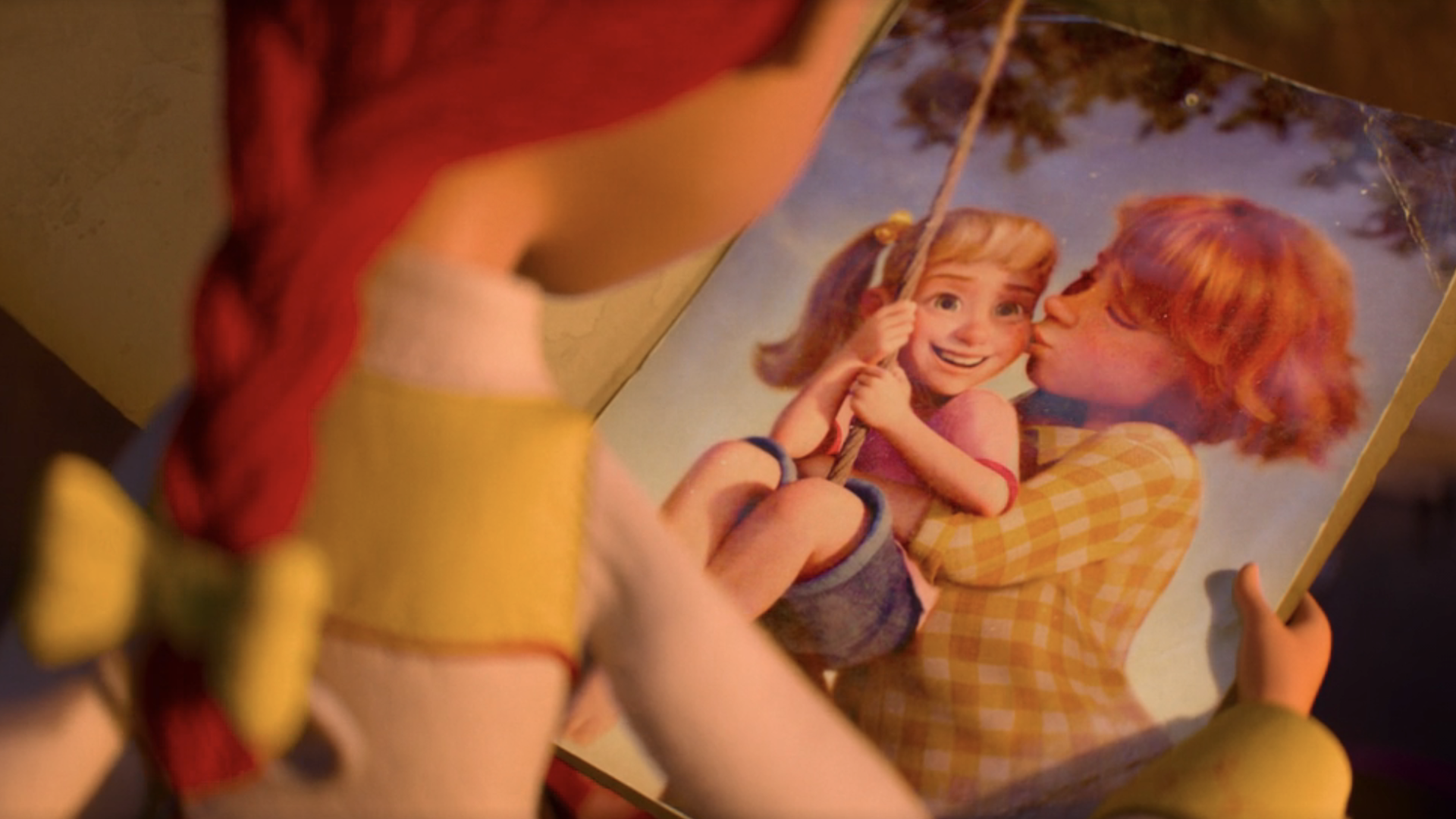 Jessie finding a picture of Emily and her daughter Jessie in Toy Story 5