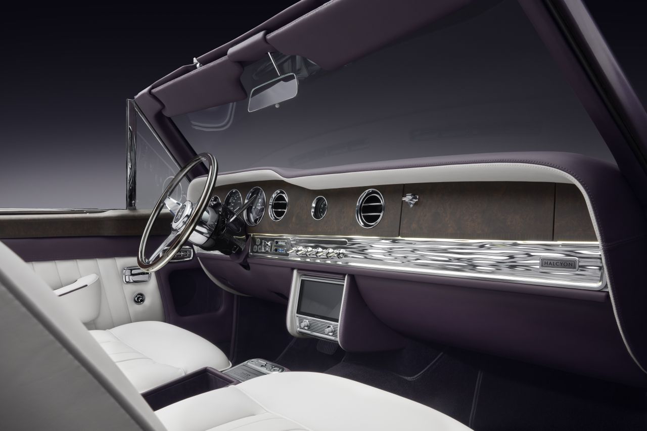 Details of the Halcyon Corniche Highland Heather. It is delightfully purple and well appointed, like a 1960s american cadillac
