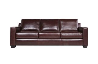 A dark chestnut leather sofa