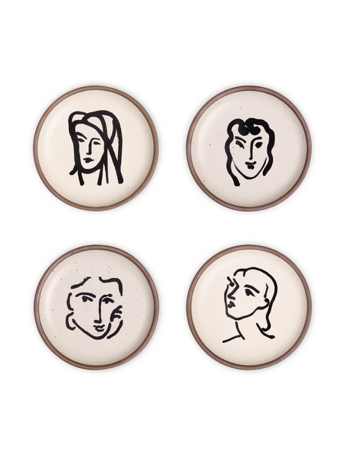 Side Plate Set, Aquatint Portraits