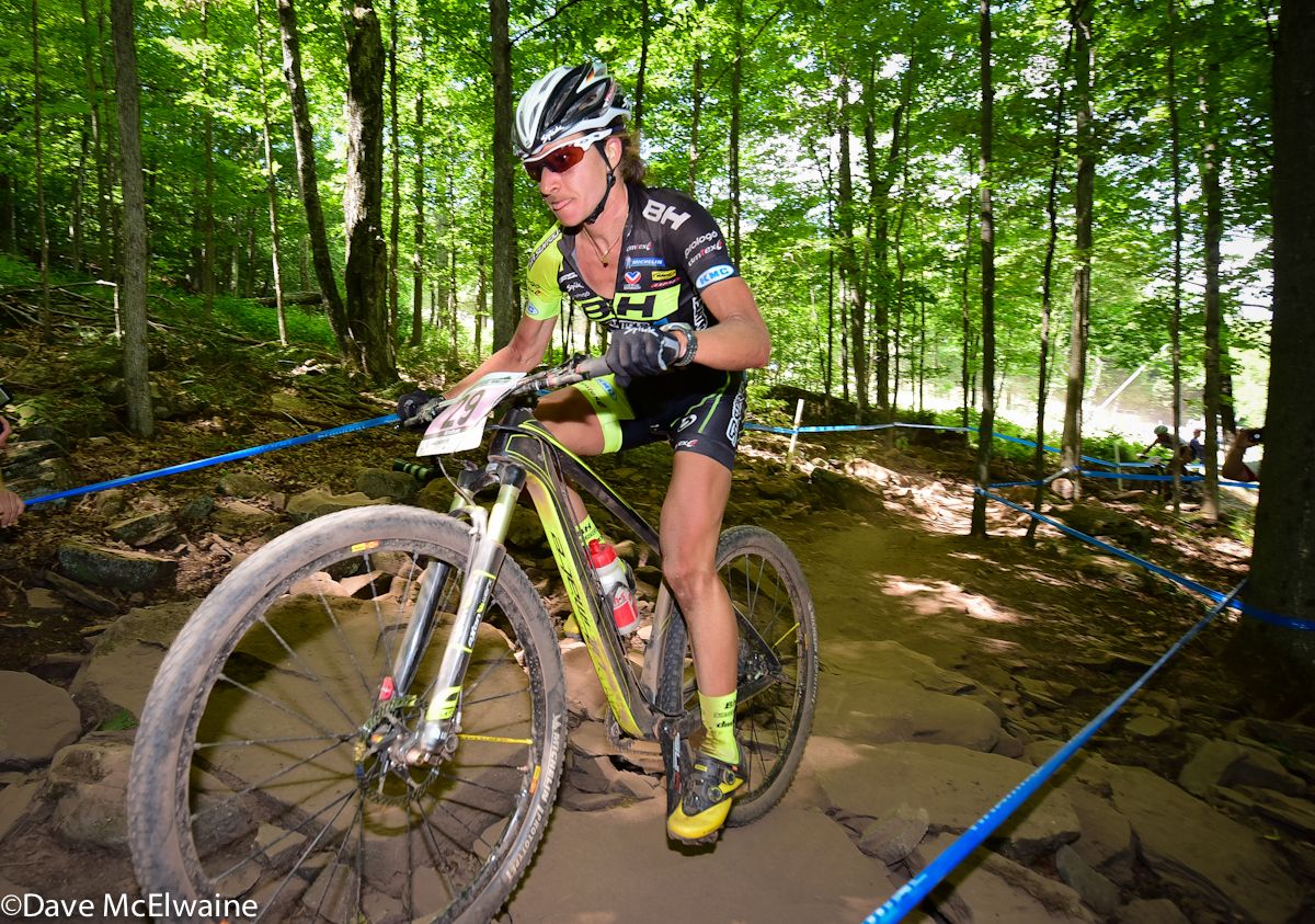 Adelheid Morath (BH-SR Suntour) riding to a top five finish with one lap to go