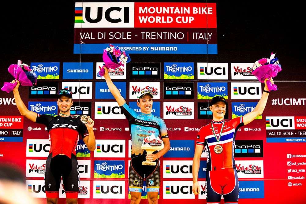 U23 Men's podium: Martins Blums, Nadir Colledani, Petter Fagerhaug