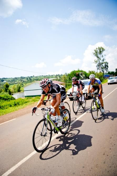 Four riders in the front group