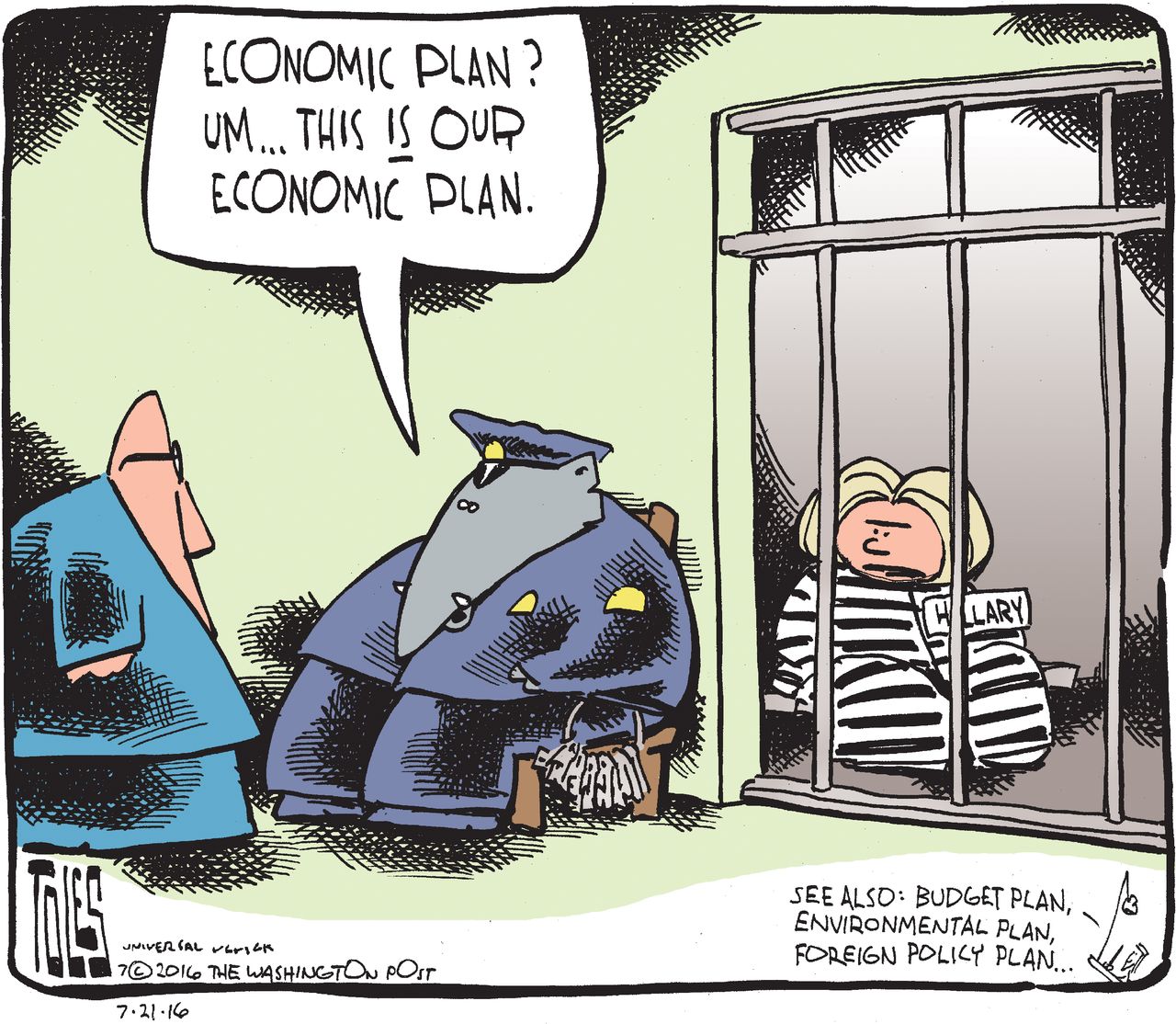 Political cartoon U.S. Hillary Clinton GOP economic plan