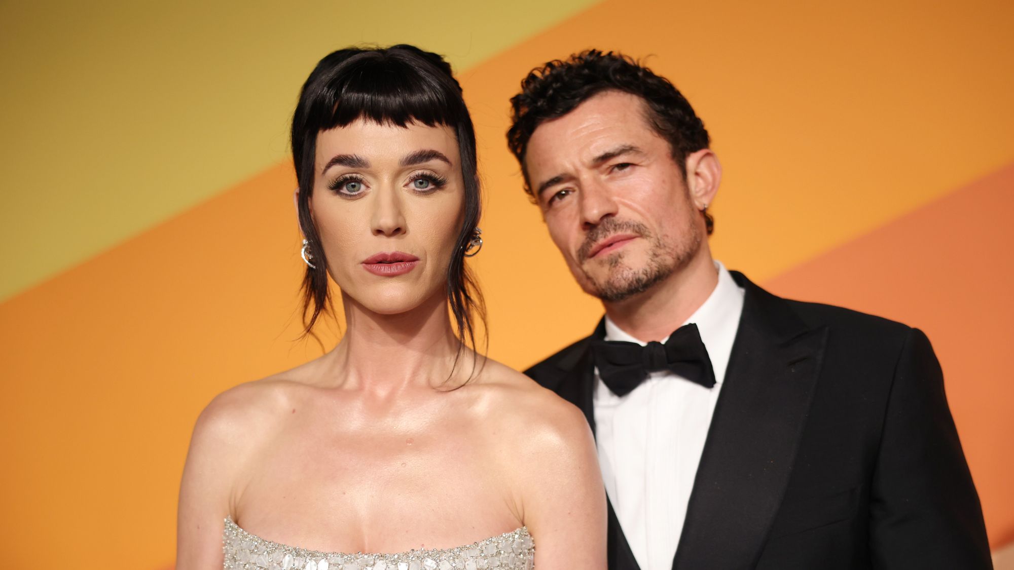 Katy Perry and Orlando Bloom attend the Vanity Fair Oscars party in 2025