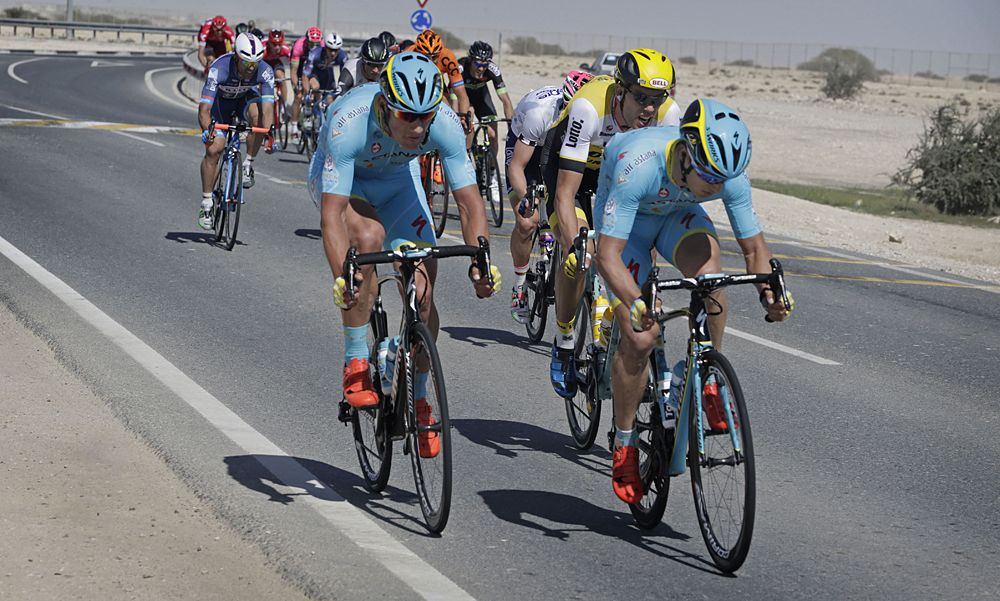Dmitriy Gruzdev (Astana) during stage 2 at Tour of Qatar