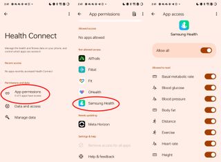 How to setup Google Health Connect's connection to the Samsung Health app