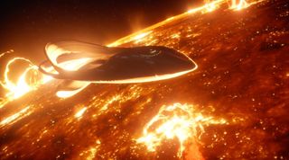 The Orville orbits an expanding red supergiant star in an episode with some stunning visual effects.