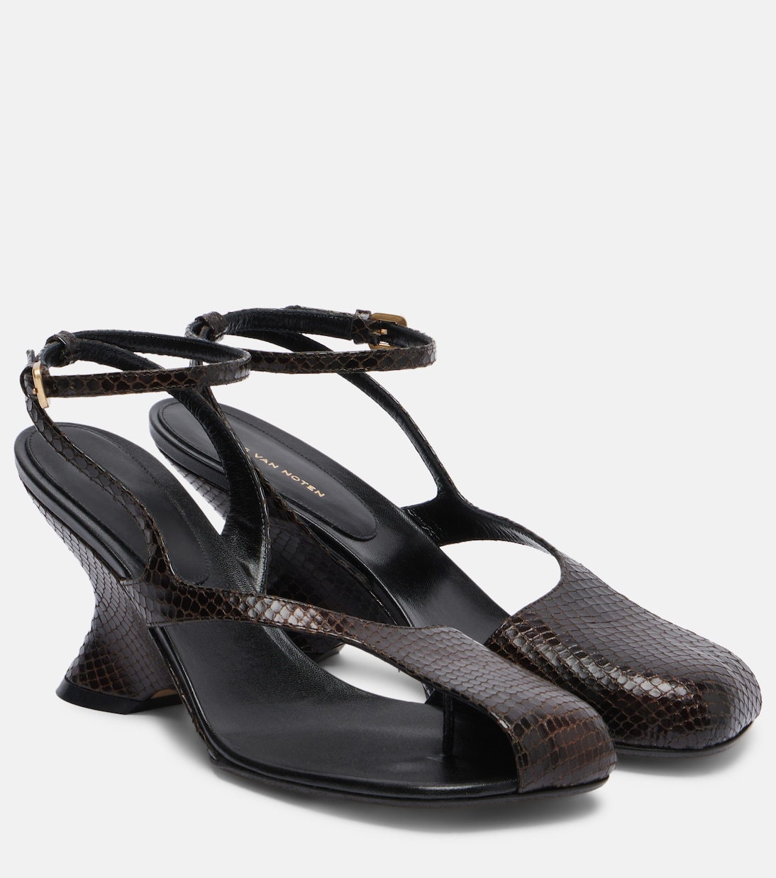 Snake-Effect 75 Leather Wedge Sandals