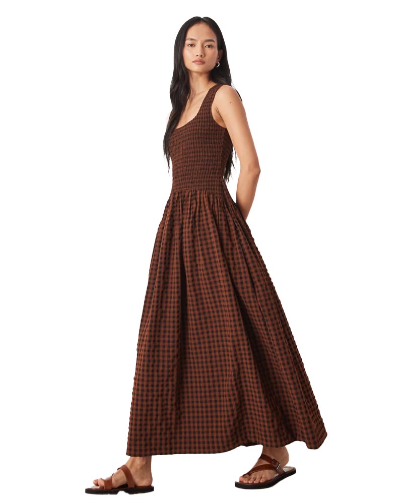 ASOS gingham dress in brown and black