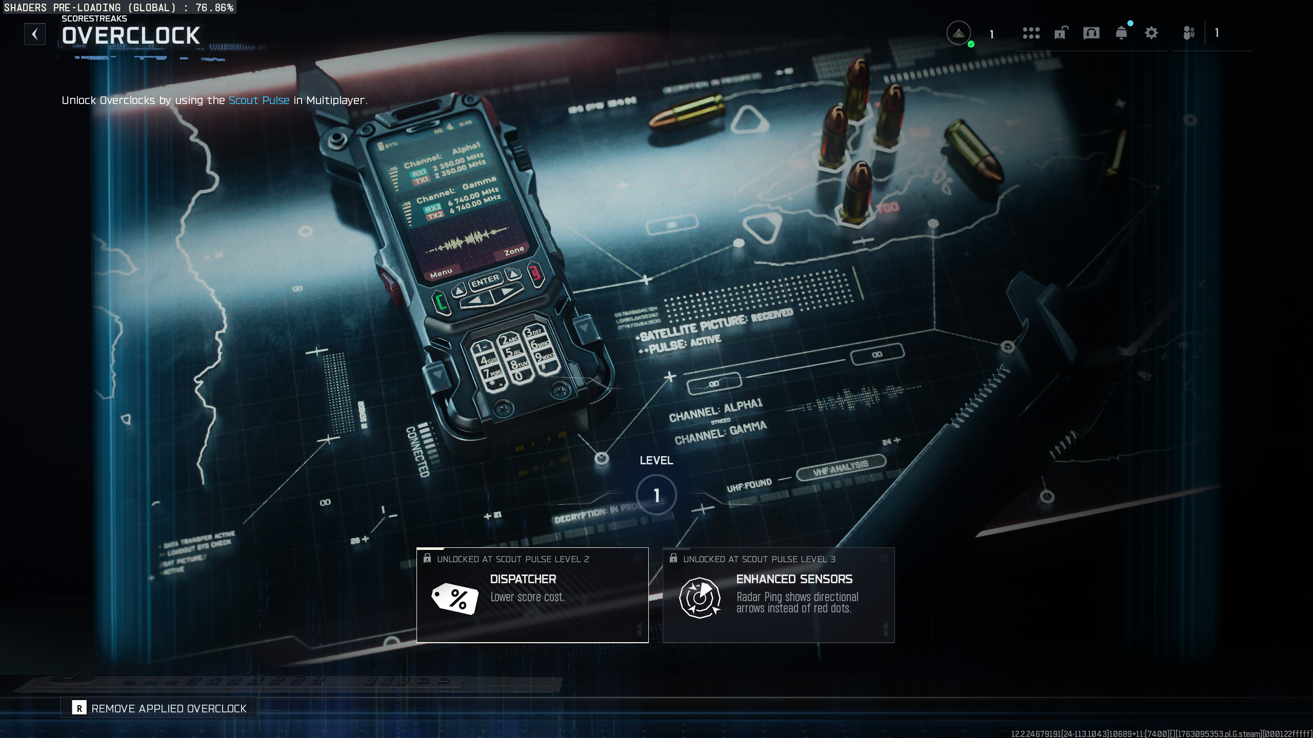 BO7 Overclocks: The Overclock upgrades screen for the Scout Pulse.