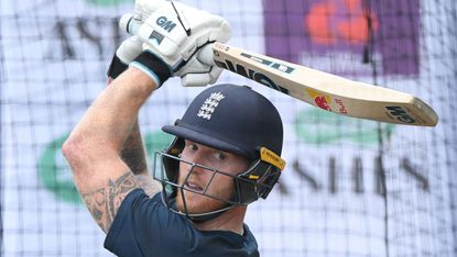 England all-rounder Ben Stokes bats in the nets ahead of the fourth Ashes Test at Old Trafford 
