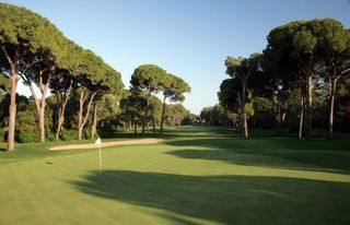 The tight par-5 17th at Gloria Old Course in Belek