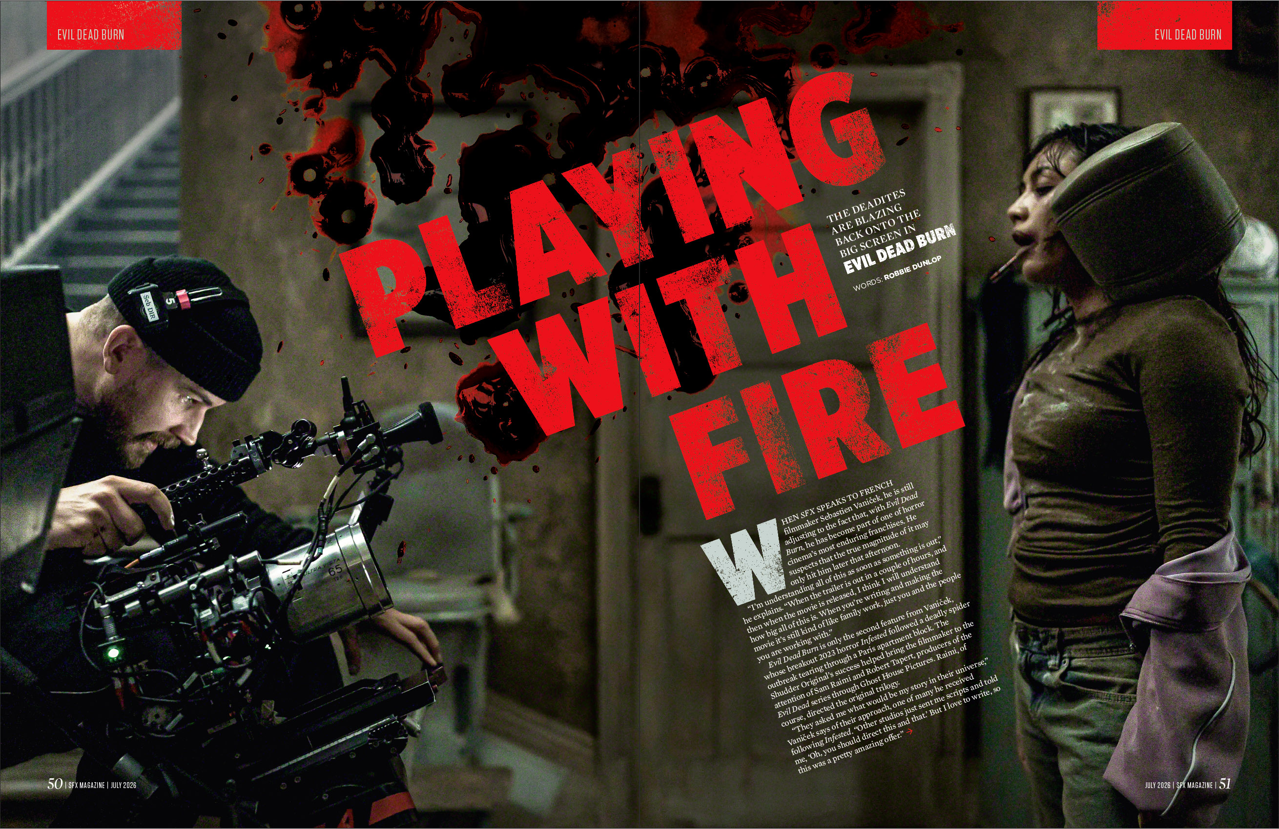 Director S&amp;eacute;bastien Vani&amp;#269;ek behind the camera in a Deadite scene.