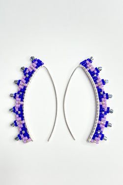 purple beaded handmade earrings